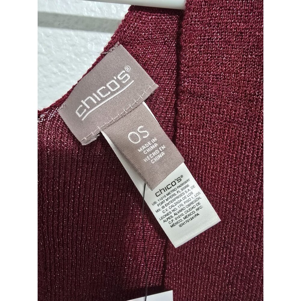 CHICO'S Sparkle Ruana Wrap In Red Size One Size - Picture 4 of 5